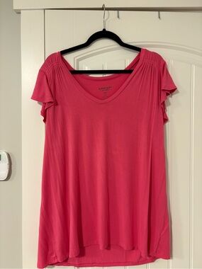 torrid Pink V-Neck Flutter Sleeve Tee